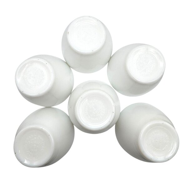 Anchor Hocking Anchorware 904 Milk Glass Bullion Soup Custard Bowls Set 6 Vtg - Picture 4 of 8